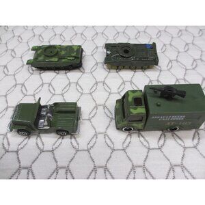 Lot of 4 Military-Themed Diecast Toy Vehicles With Army Green Camo Design